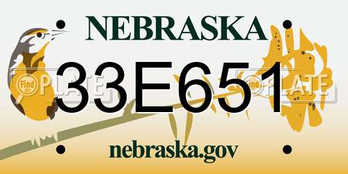 33E651 Nebraska License Plate