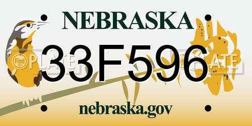 33F596 Nebraska License Plate