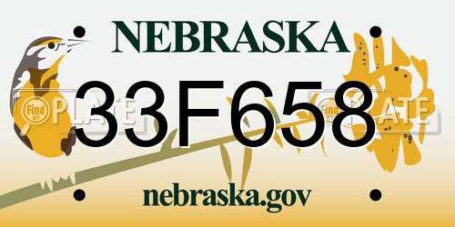 33F658 Nebraska License Plate