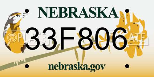 33F806 Nebraska License Plate