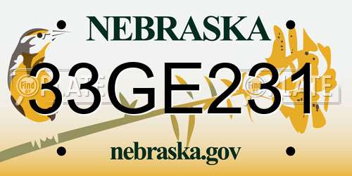 33GE231 Nebraska License Plate