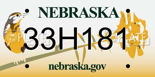 33H181 Nebraska License Plate