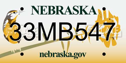 33MB547 Nebraska License Plate