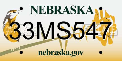 33MS547 Nebraska License Plate