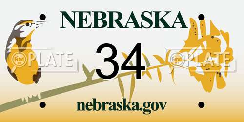 34 Nebraska License Plate