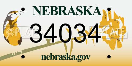 34034 Nebraska License Plate