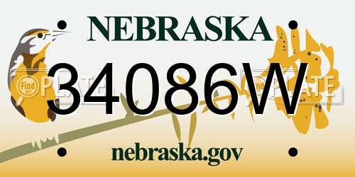 34086W Nebraska License Plate