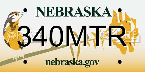 340MTR Nebraska License Plate