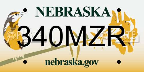 340MZR Nebraska License Plate
