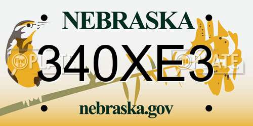 340XE3 Nebraska License Plate