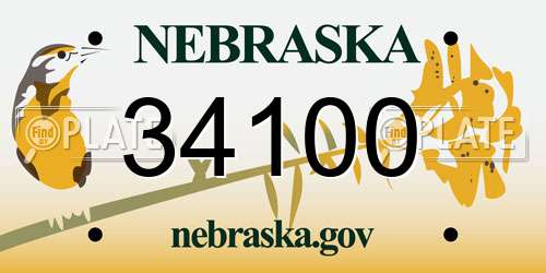 34100 Nebraska License Plate