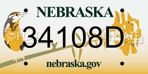 34108D Nebraska License Plate