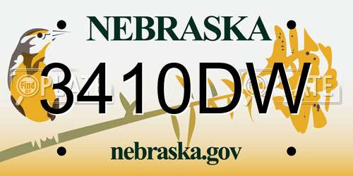 3410DW Nebraska License Plate