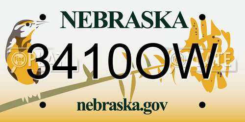 3410OW Nebraska License Plate