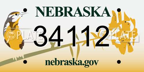 34112 Nebraska License Plate