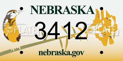 3412 Nebraska License Plate