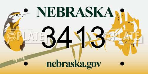 3413 Nebraska License Plate