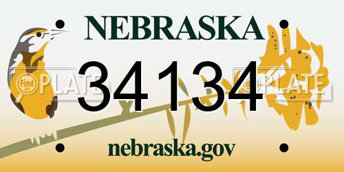 34134 Nebraska License Plate