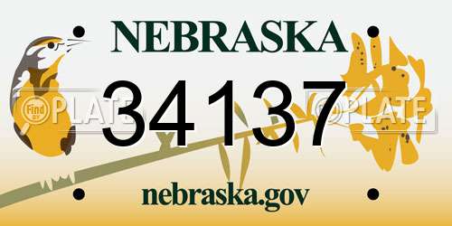 34137 Nebraska License Plate