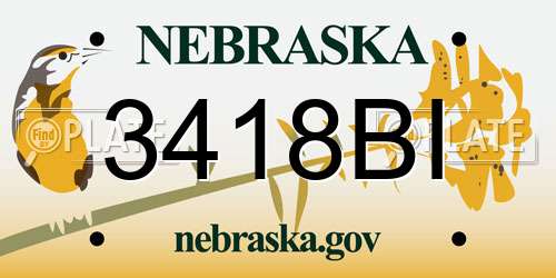 3418BI Nebraska License Plate