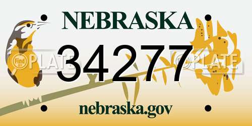 34277 Nebraska License Plate