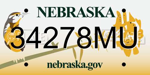 34278MU Nebraska License Plate