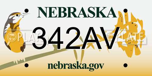 342AV Nebraska License Plate