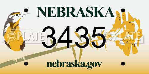 3435 Nebraska License Plate