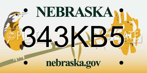 343KB5 Nebraska License Plate
