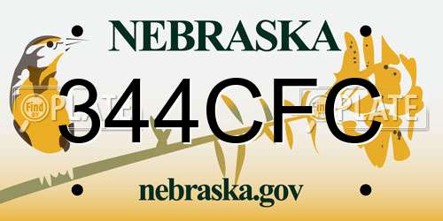 344CFC Nebraska License Plate