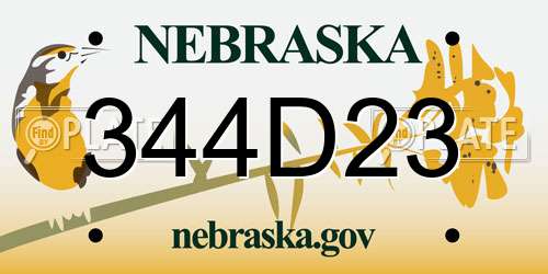344D23 Nebraska License Plate