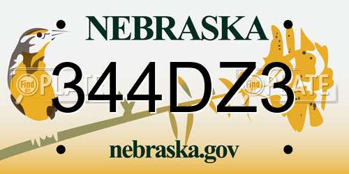 344DZ3 Nebraska License Plate