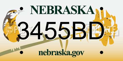 3455BD Nebraska License Plate