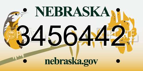 3456442 Nebraska License Plate