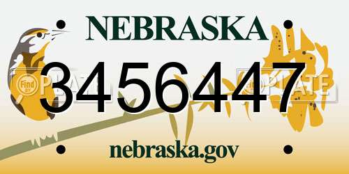 3456447 Nebraska License Plate