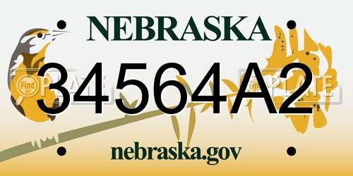 34564A2 Nebraska License Plate