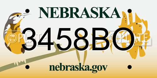 3458BO Nebraska License Plate