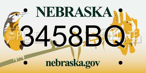 3458BQ Nebraska License Plate