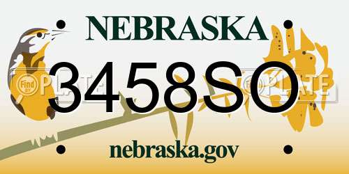 3458SO Nebraska License Plate
