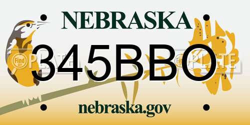 345BBO Nebraska License Plate