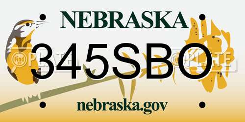 345SBO Nebraska License Plate