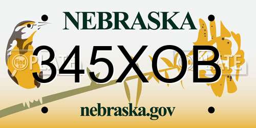 345XOB Nebraska License Plate