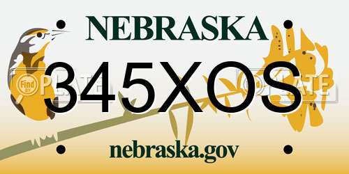 345XOS Nebraska License Plate