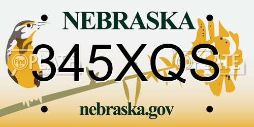 345XQS Nebraska License Plate