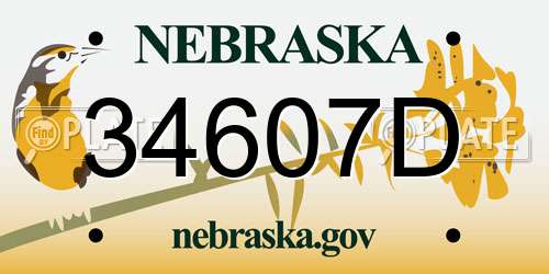 34607D Nebraska License Plate