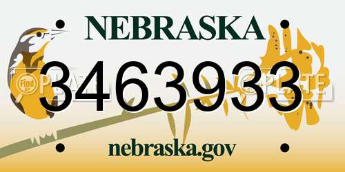 3463933 Nebraska License Plate