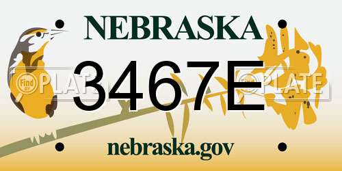 3467E Nebraska License Plate
