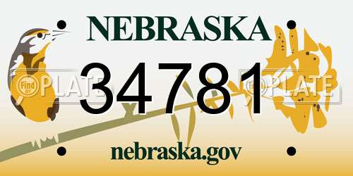 34781 Nebraska License Plate