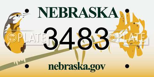 3483 Nebraska License Plate