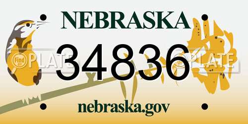 34836 Nebraska License Plate